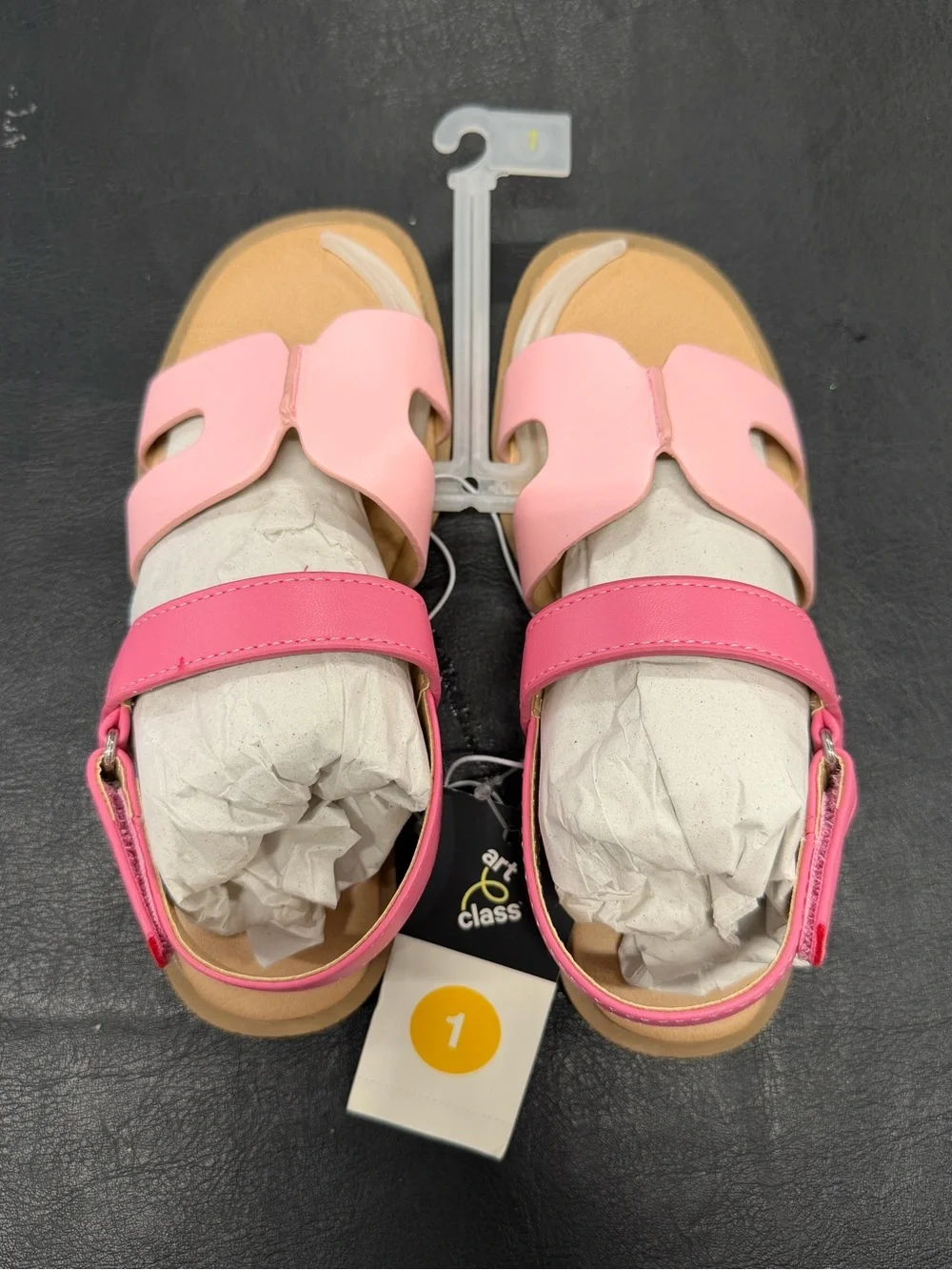 art class Pink Two-Tone Hook-and-Loop Kids Sandals